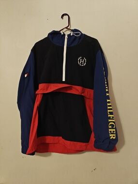 Tommy Hilfiger Color Block Half-Zip Hooded Pullover Windbreaker Jacket
